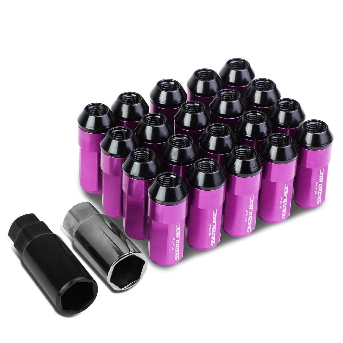 Extended Aluminum Lug Nuts M12x1.25 Purple 20pc Set