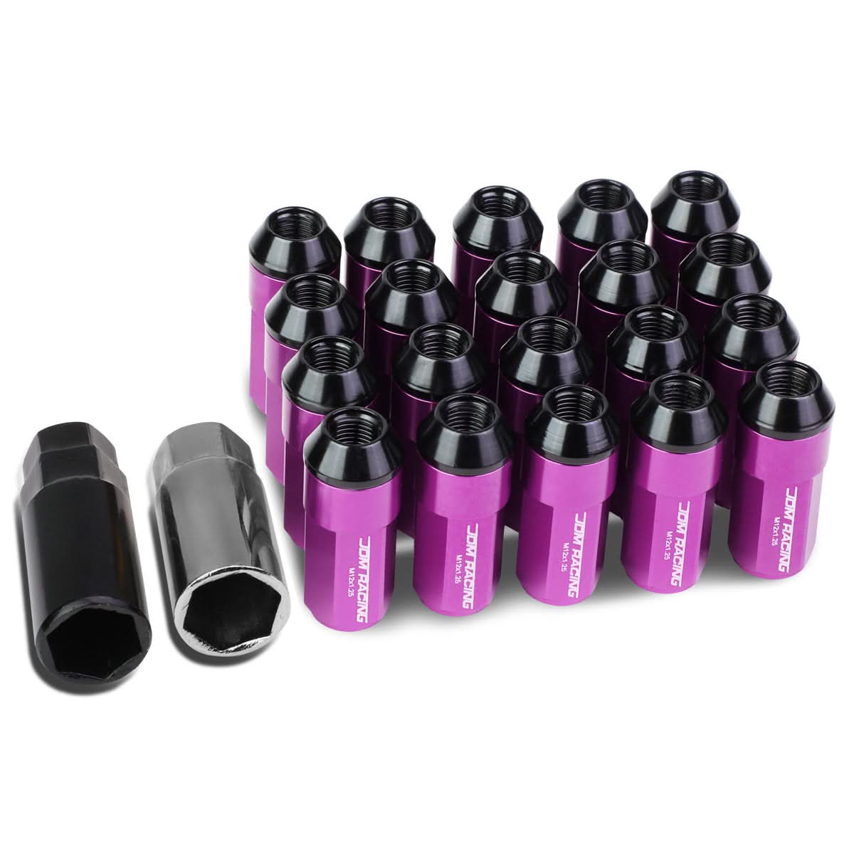 Extended Aluminum Lug Nuts M12x1.25 Purple 20pc Set