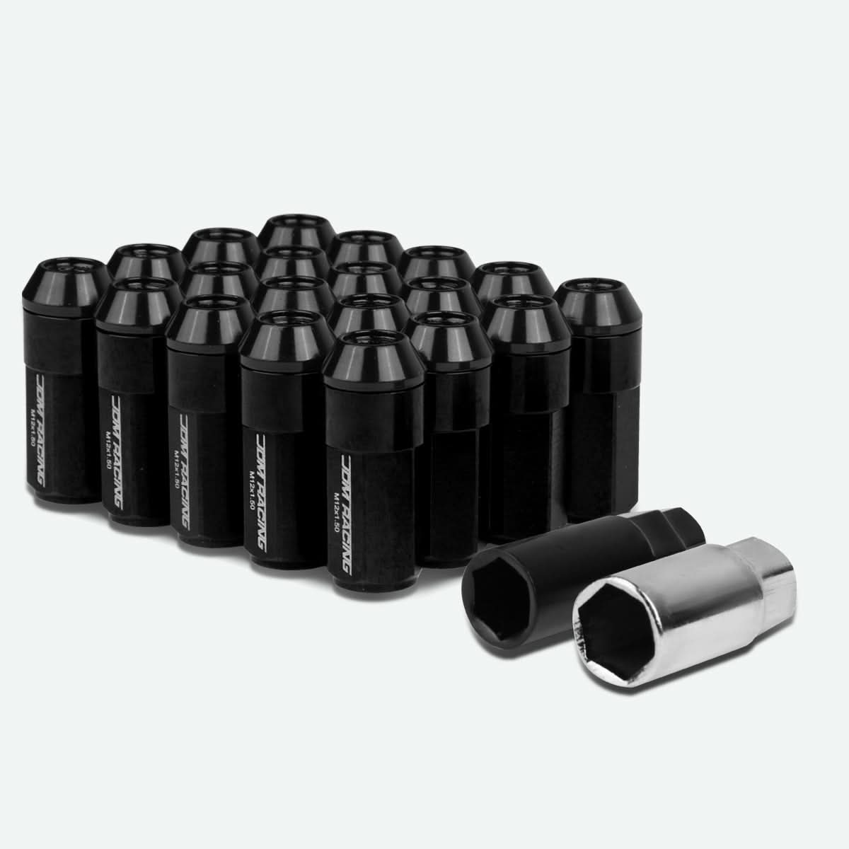 M12 x 1.5 Extended Aluminum Lug Nuts - 20pc Set Black