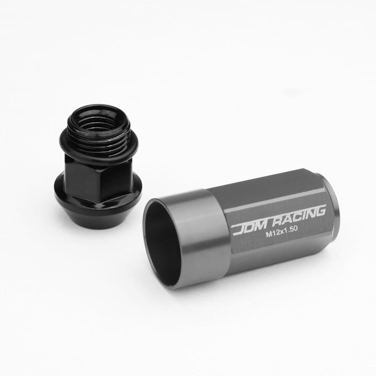 M12 x 1.5 Extended Aluminum Lug Nuts 20pc Set Gun Metal