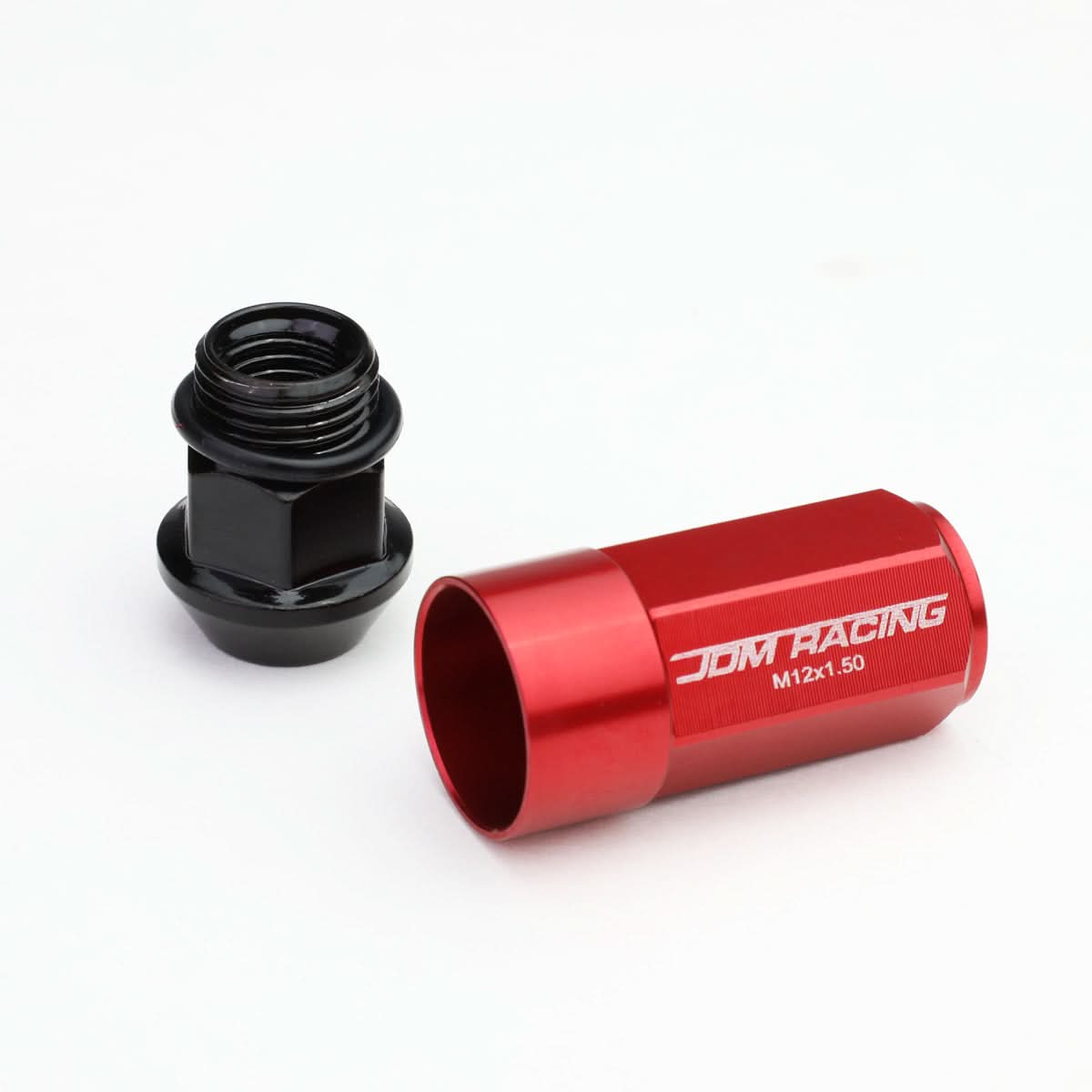 M12 x 1.5 Extended Aluminum Steel Acorn Lug Nuts 20pc Red