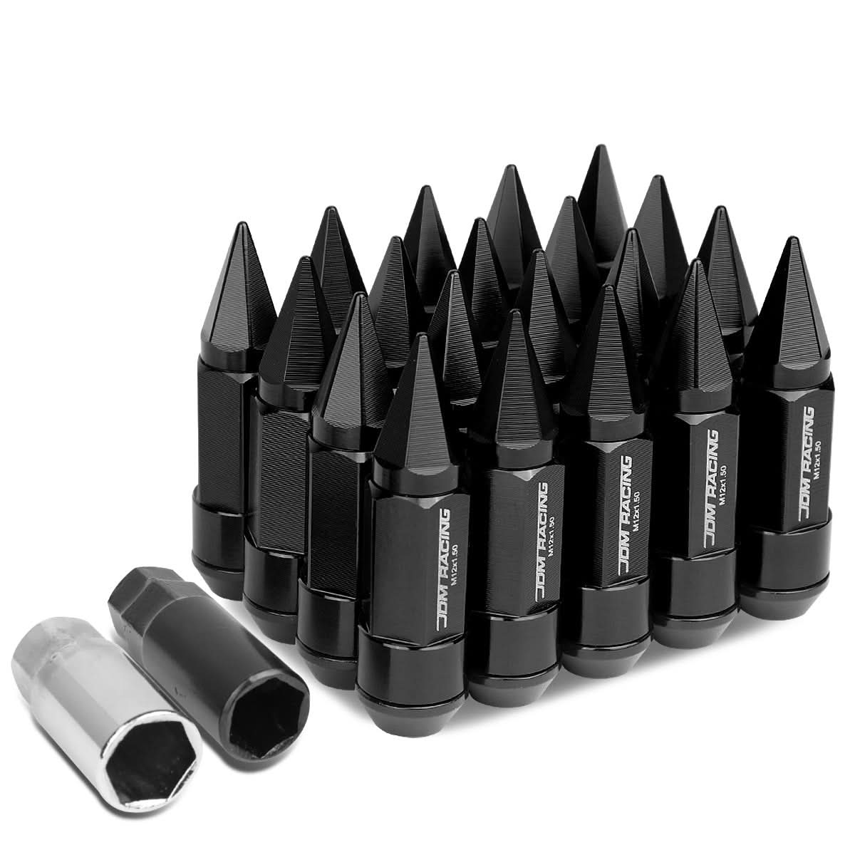 M12 x 1.5 Extended Spike Lug Nuts 20pc Set - Aluminum