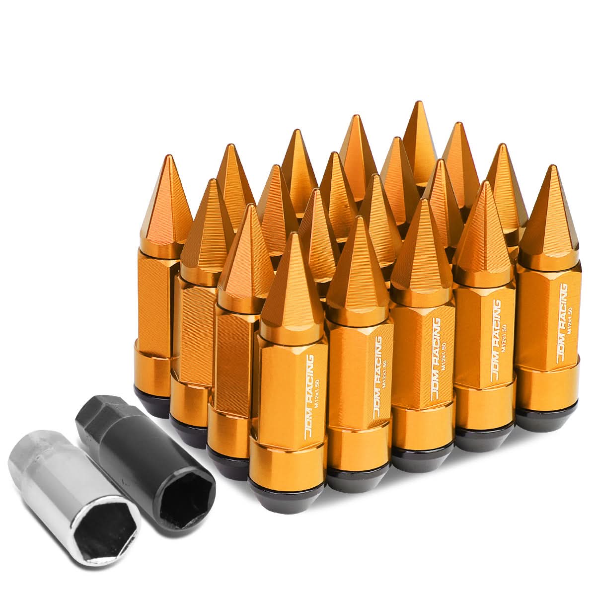 Universal Extended Aluminum Lug Nuts M12x1.5 53mm/83mm Orange 20pc