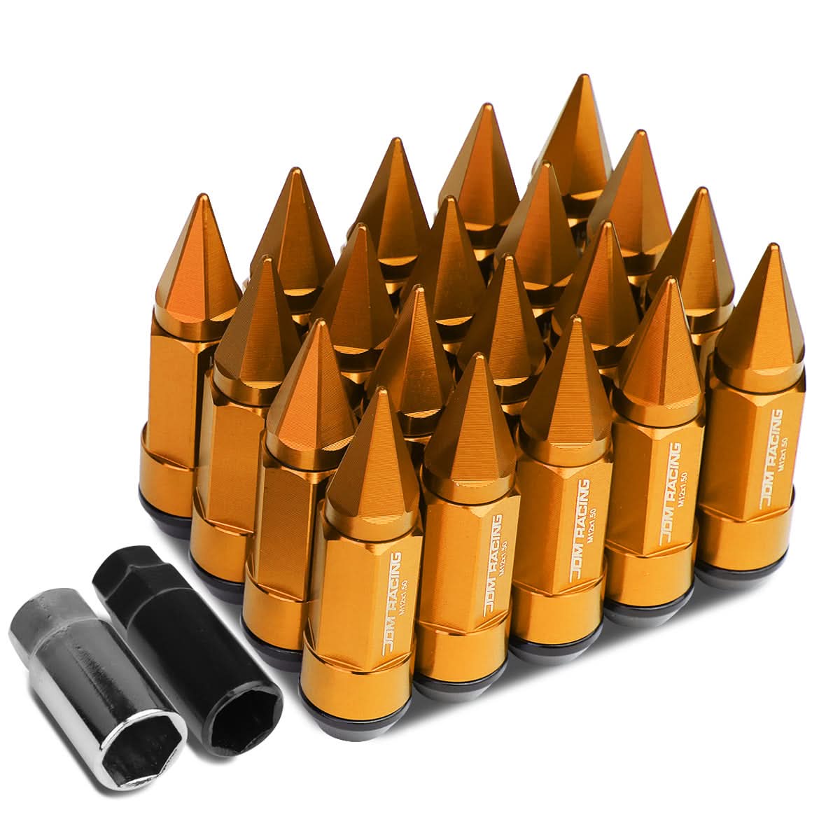 Universal Extended Aluminum Lug Nuts M12x1.5 53mm/83mm Orange 20pc