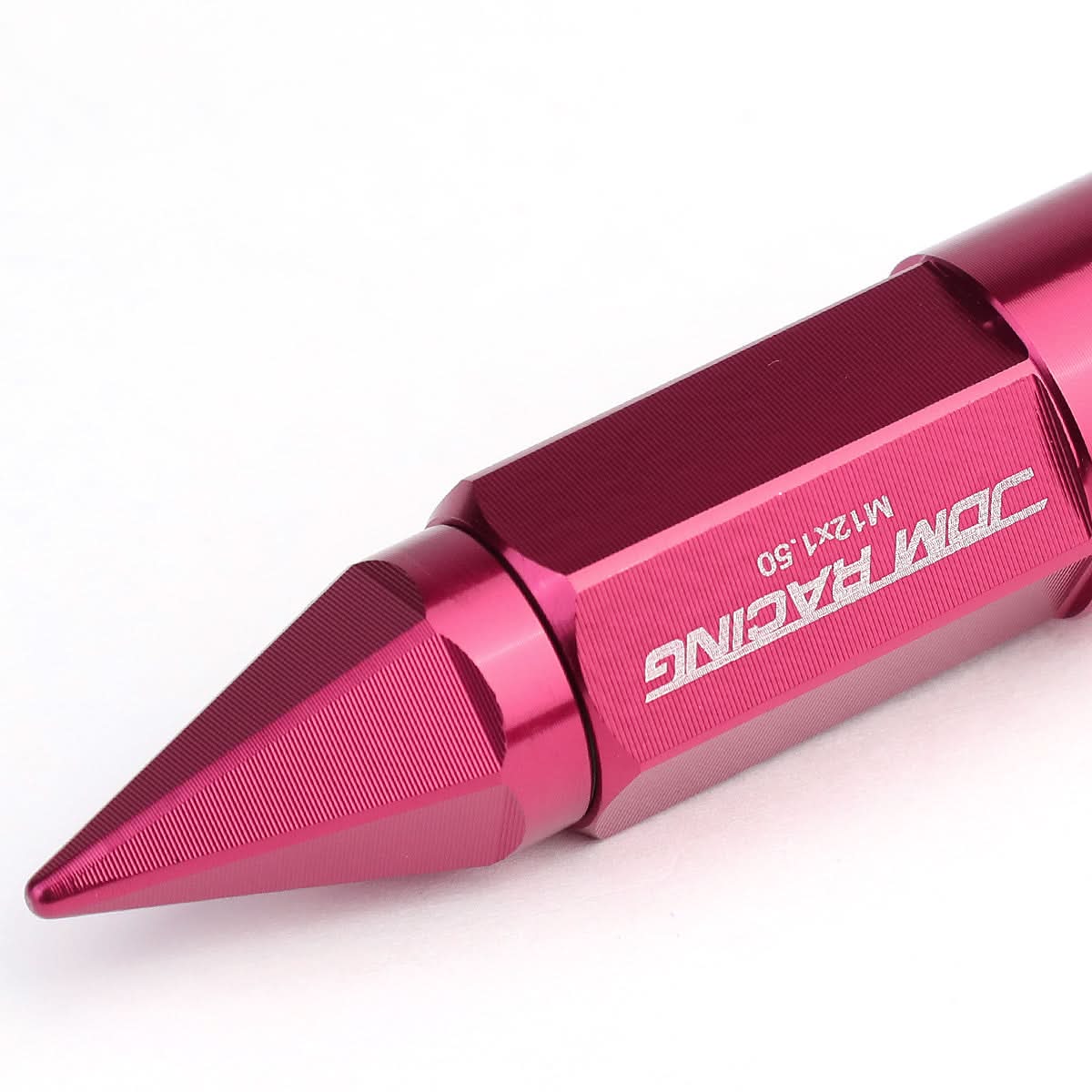 M12 x 1.5 Extended Aluminum Lug Nuts with Removable Spike 20pc Pink