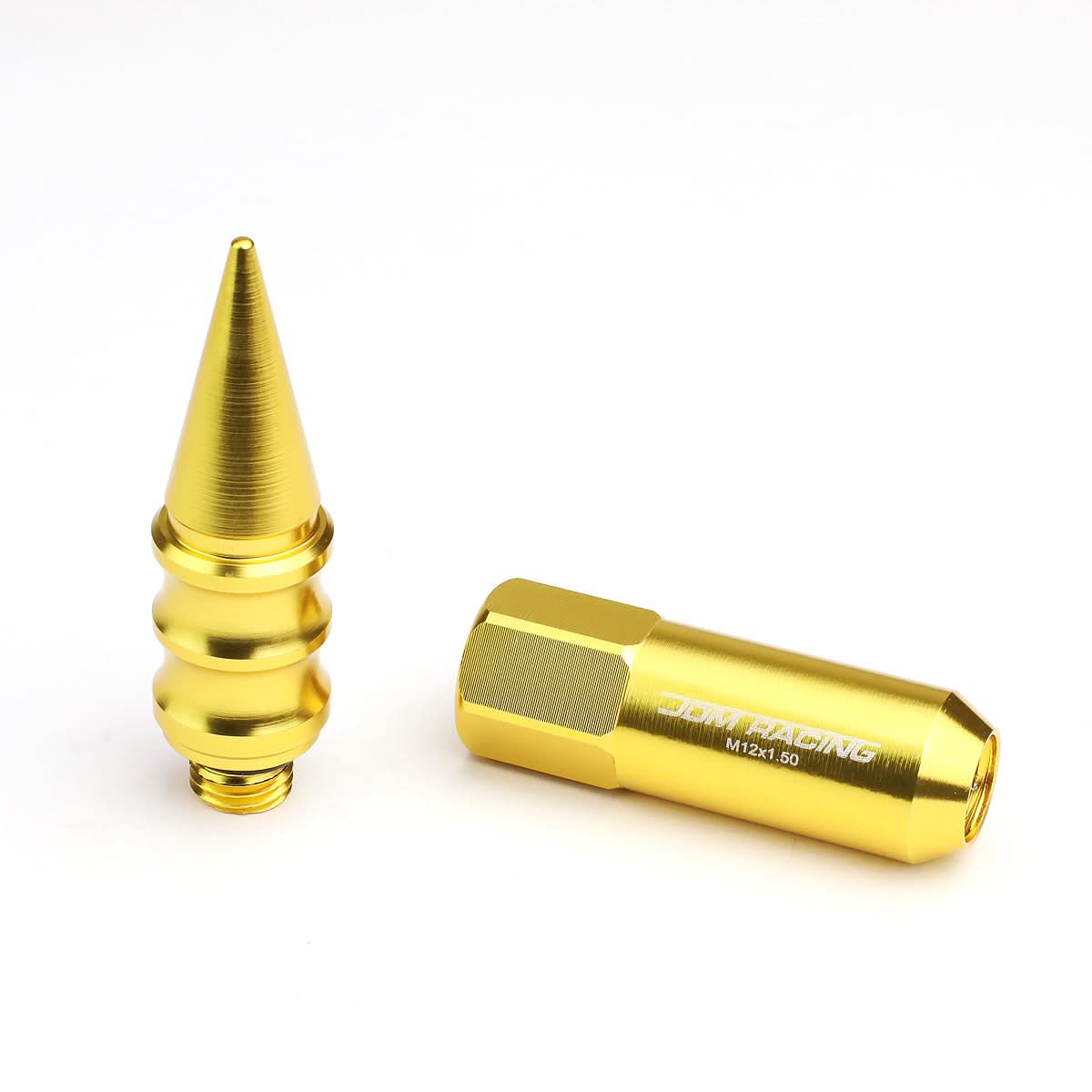 M12 x 1.5 60mm Extended Spike Lug Nuts 20pc Set Aluminum Gold
