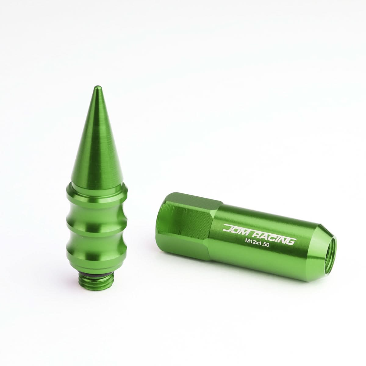 Universal 400 Style Extended Spike Lug Nuts M12 x 1.5 Green Aluminum