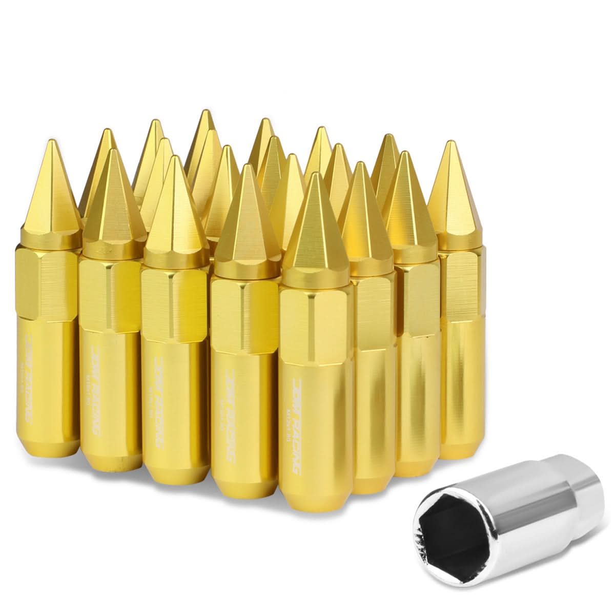 M12 x 1.5 Aluminum Lug Nuts 400 Style w/ Removable Spike 20pc Gold
