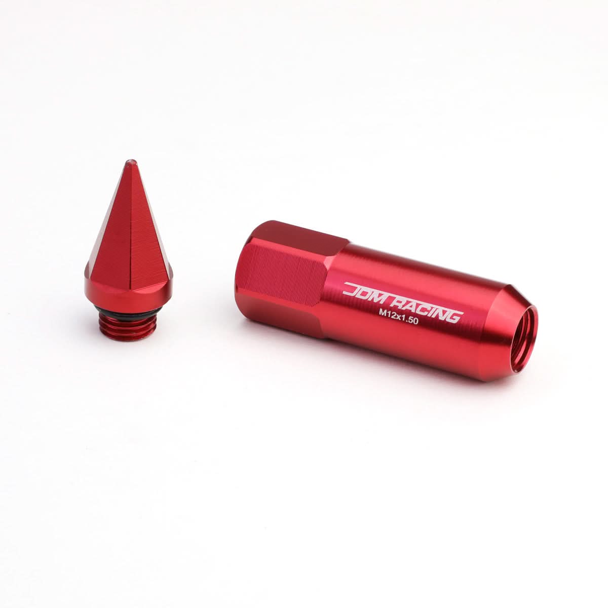 M12 x 1.5 Aluminum Spike Lug Nuts 60mm/90mm Red 20pc Set