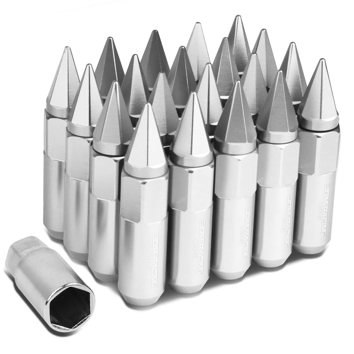 M12 x 1.5 Spike Lug Nuts 20pc Set 60/90mm Aluminum