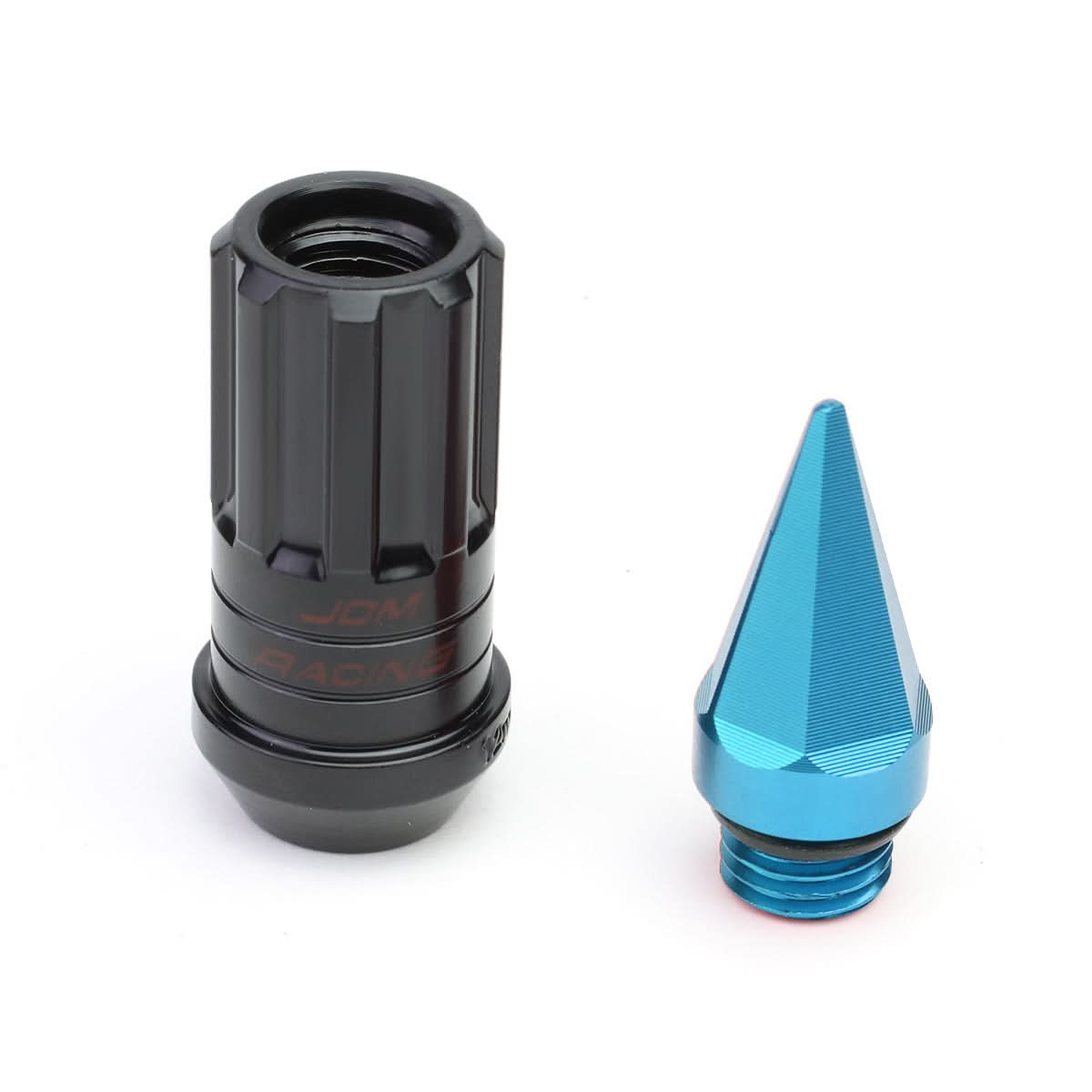 Steel Extended Grooved Lug Nuts w/ Removable Light Blue Spikes 16pc