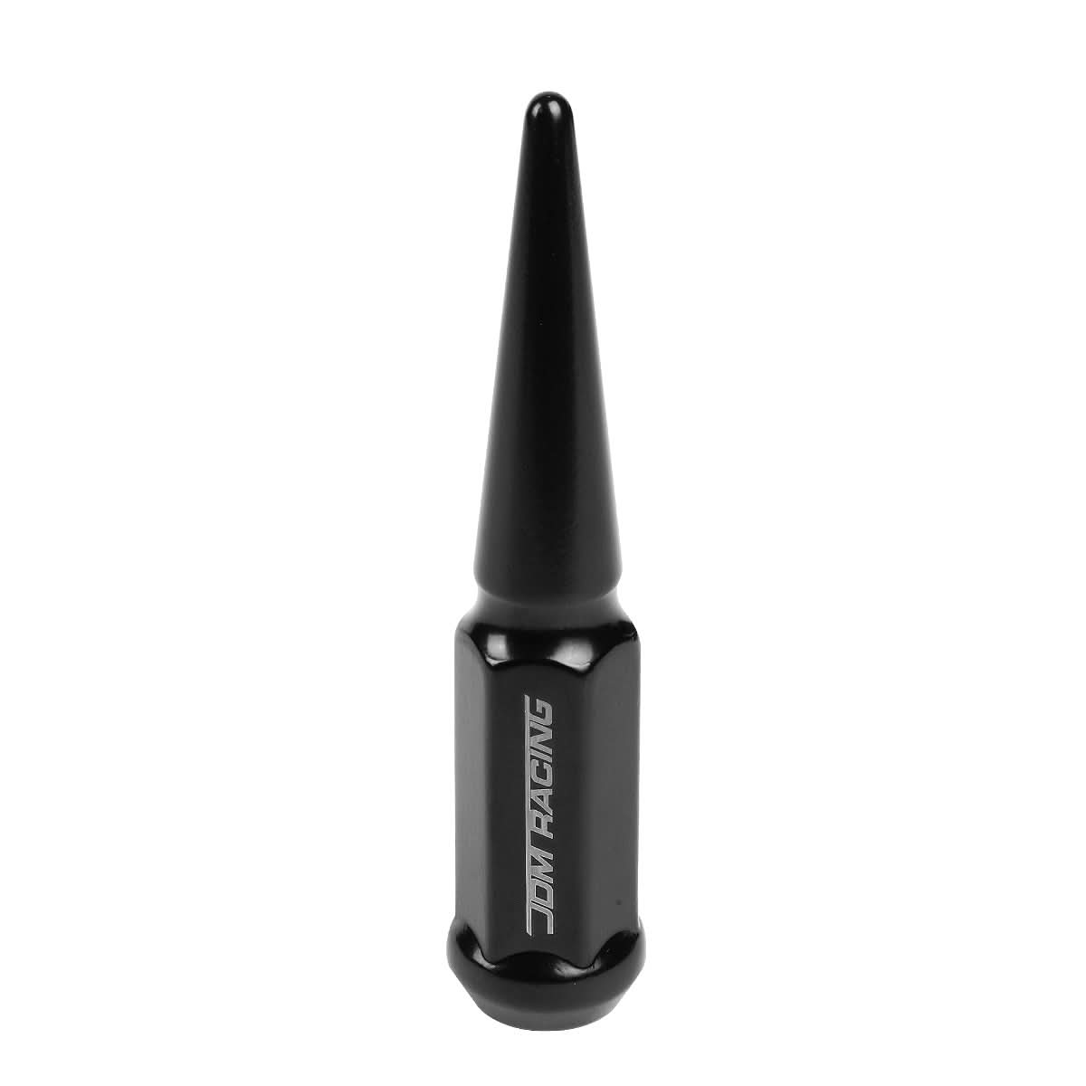 M14 x 1.5 Spike Lug Nuts 23mm OD 112mm Tall Black Steel 24 Pack