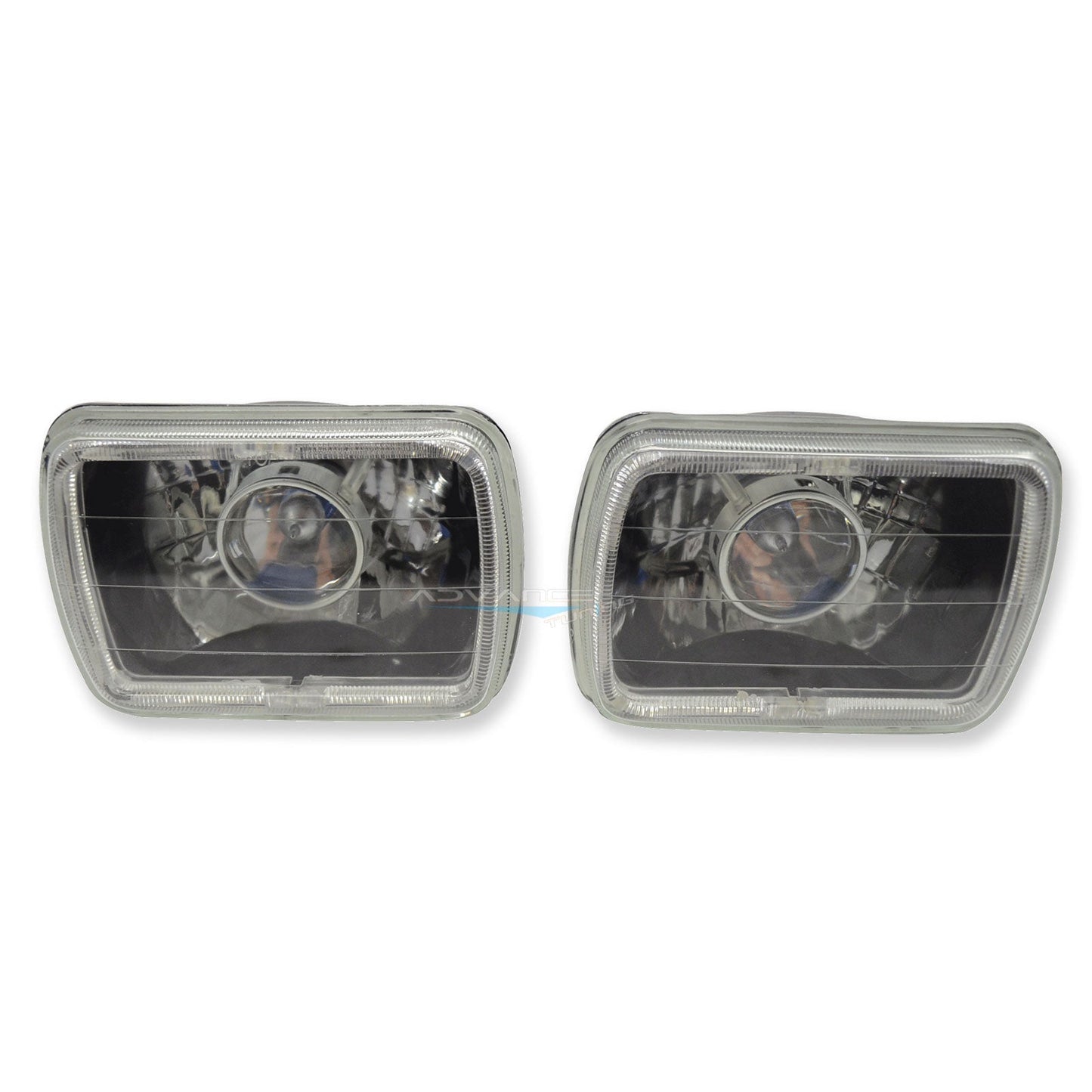Universal 7x6 Square Projector White Halo Front Headlight Lamp H4 Bulb