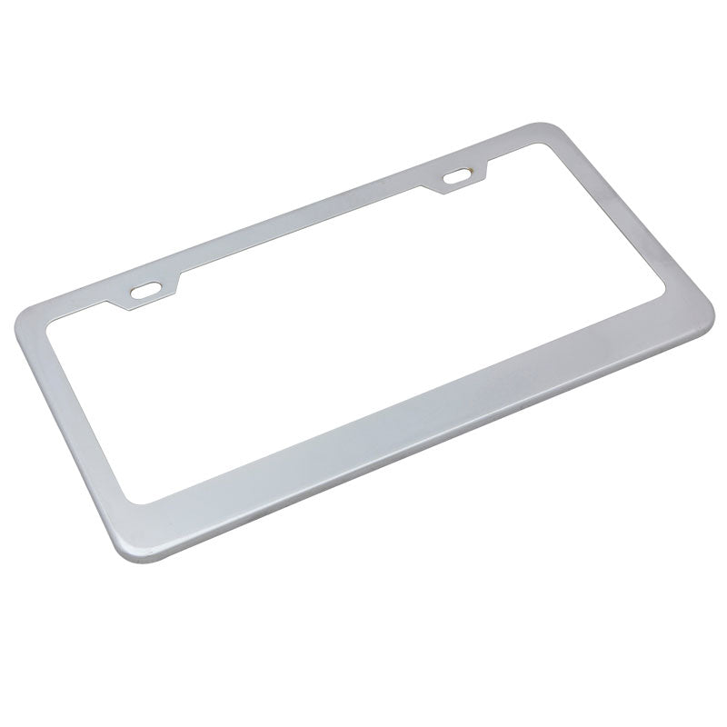 Chrome Metal Finish Steel License Plate Frame Cover + Screw Caps