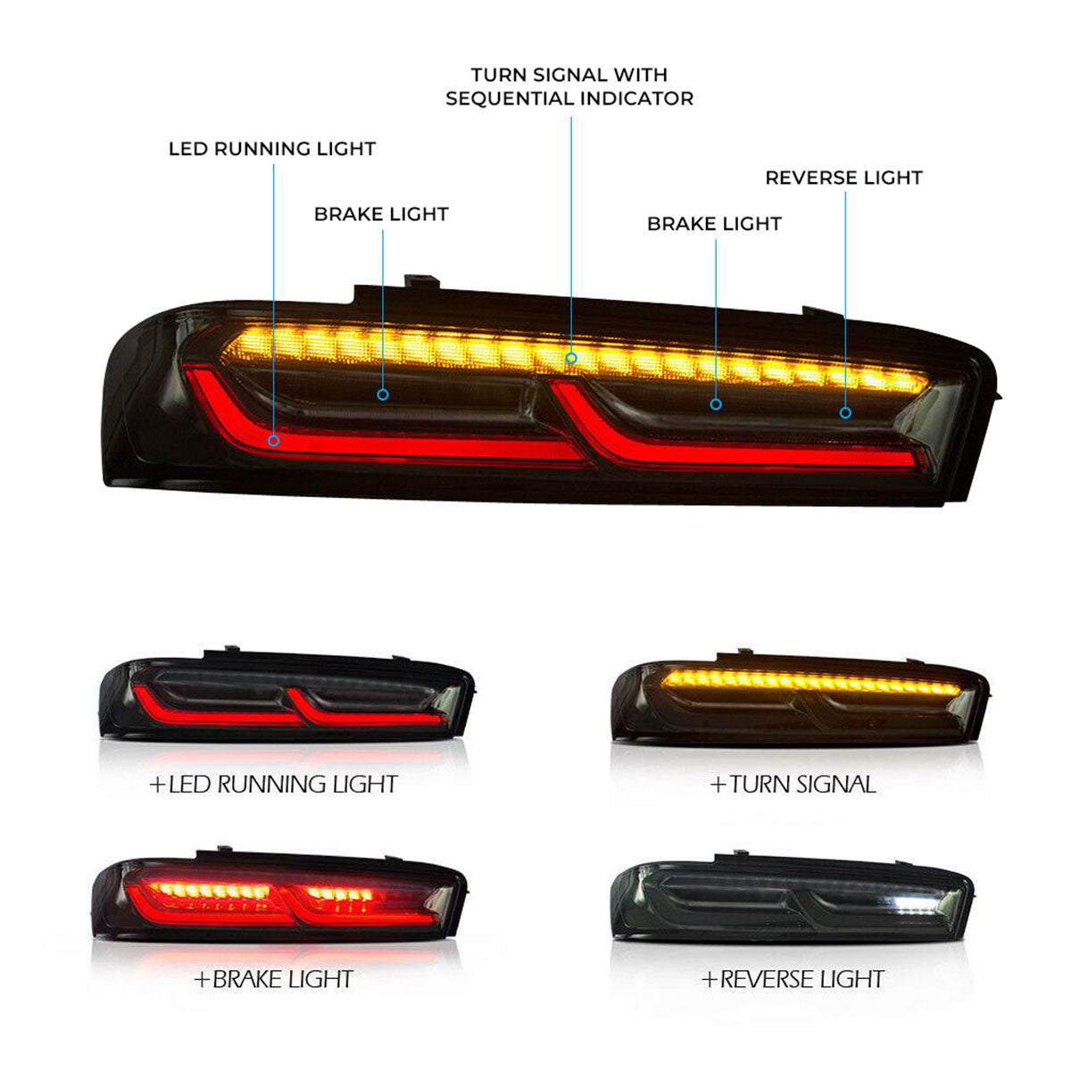 2016-2018 Chevy Camaro Sequential Turn Signal Tail Lights 2PC