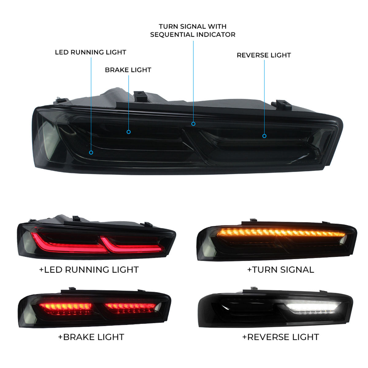 2016-2018 Chevy Camaro Sequential Turn Signal Tail Lights 2PC