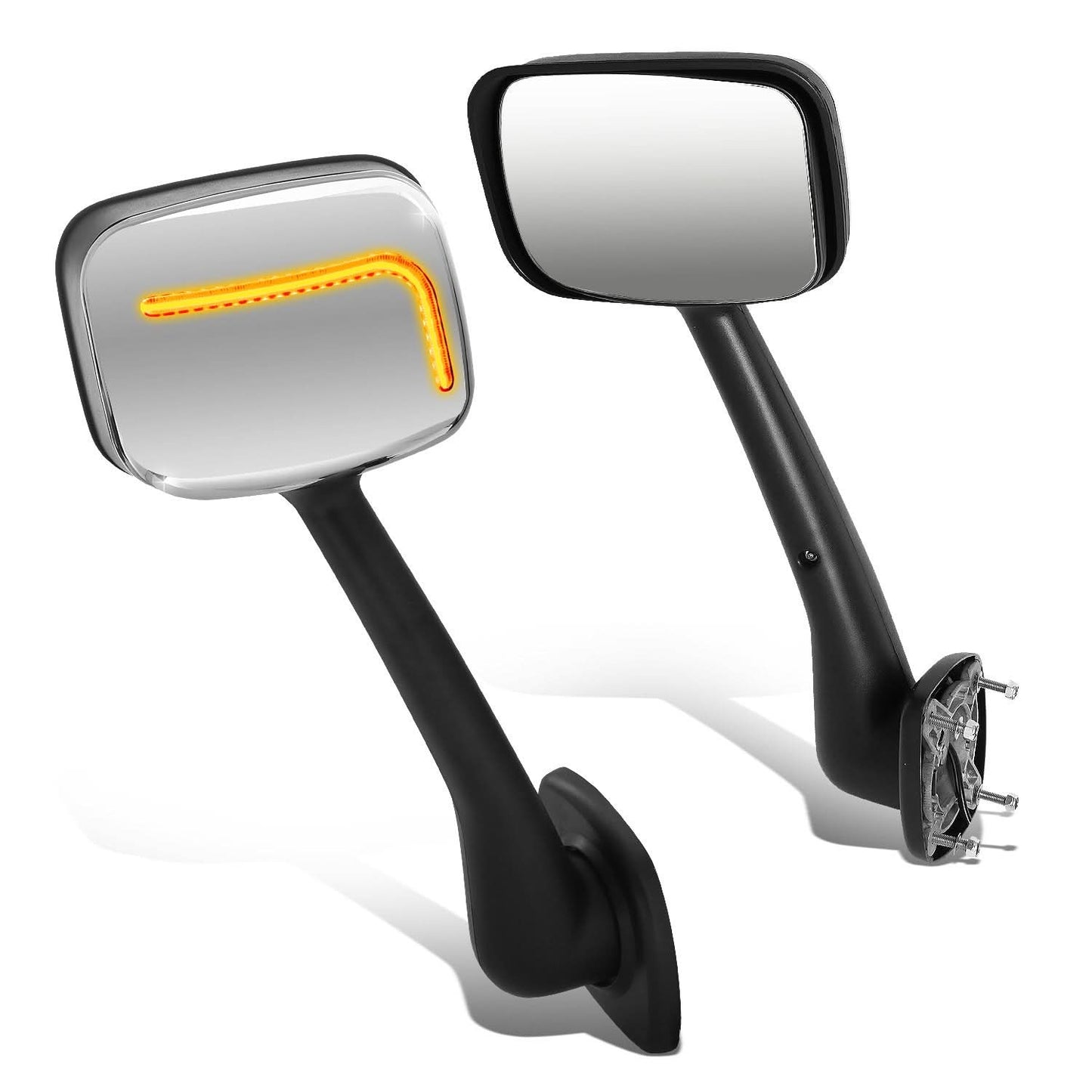 08-17 Freightliner Cascadia Hood Mirror w/ Sequential LED Chrome
