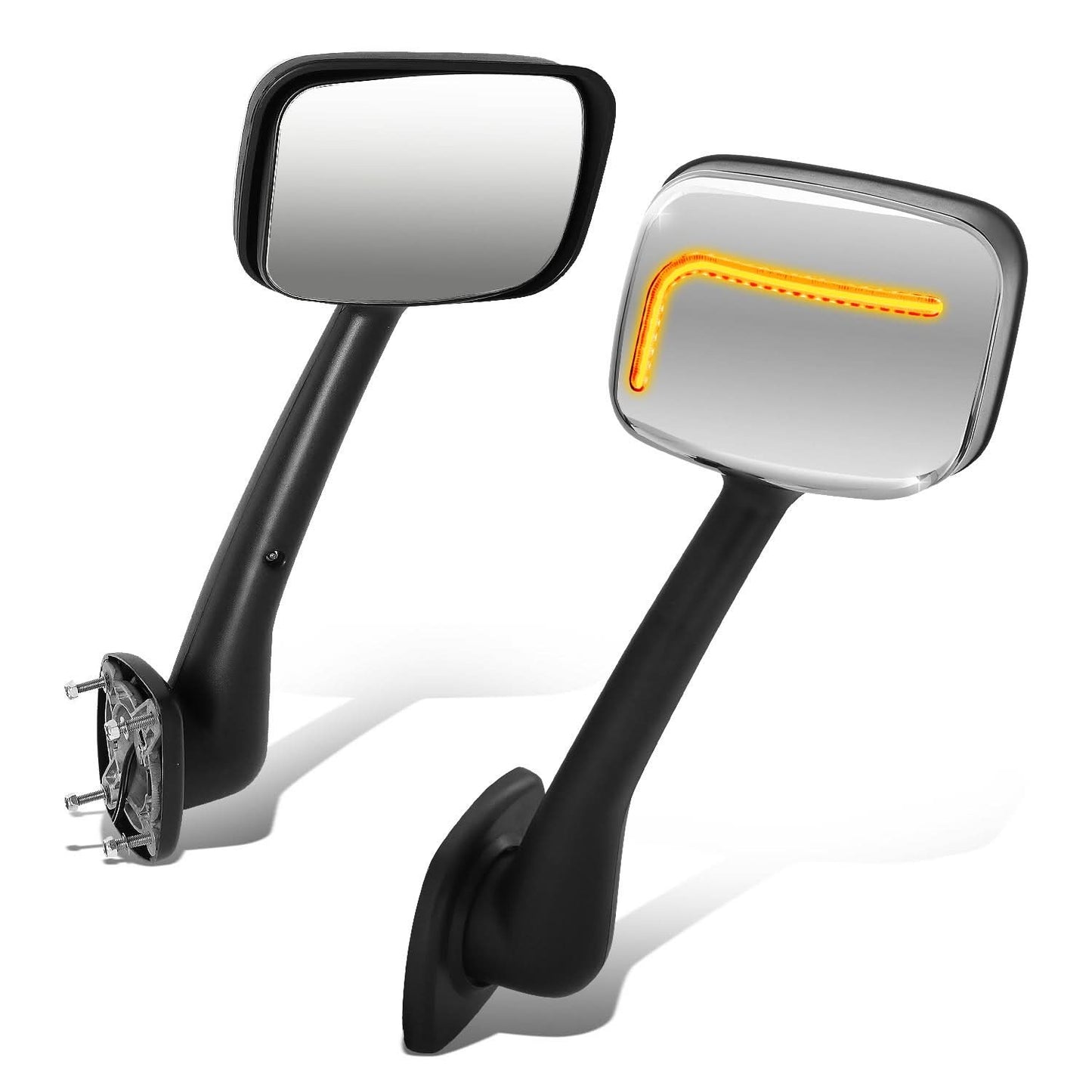 08-17 Freightliner Cascadia Hood Mirror w/ Sequential LED Chrome