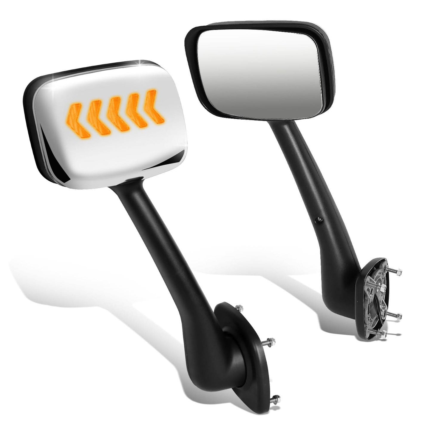 08-17 Freightliner Cascadia Hood Mirror - Manual Chrome Sequential LED