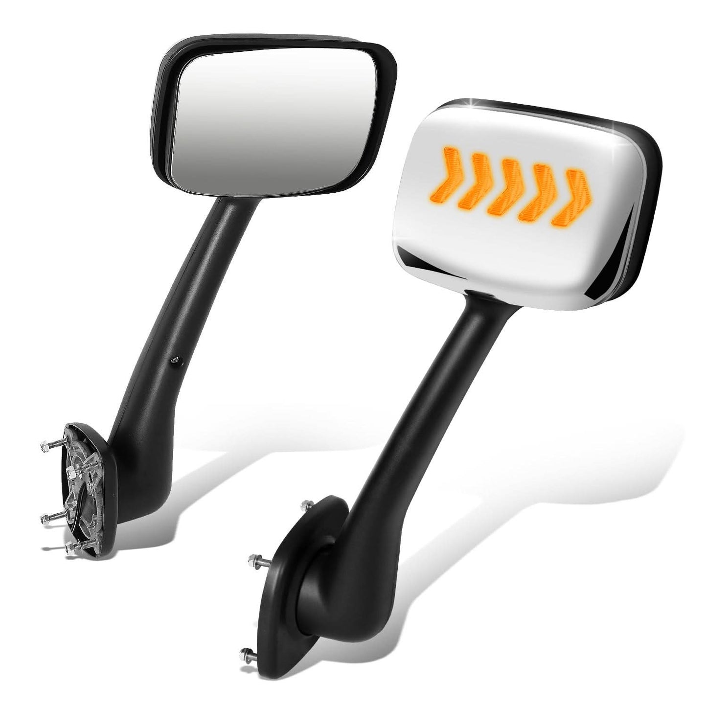 08-17 Freightliner Cascadia Hood Mirror - Manual Chrome Sequential LED