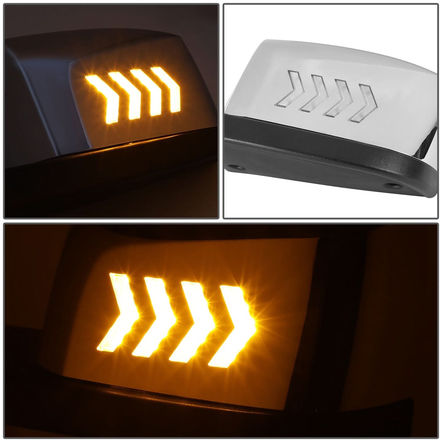 2018-2021 Volvo VNL Hood Mirror with Amber LED Arrow-Chevron