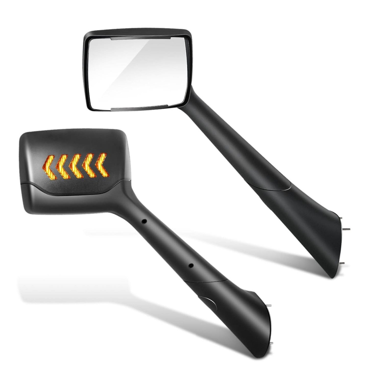2013-2021 Peterbilt 579/587 Kenworth T680 Chevron Arrow Style LED Turn Signal Hood Mirror - Black