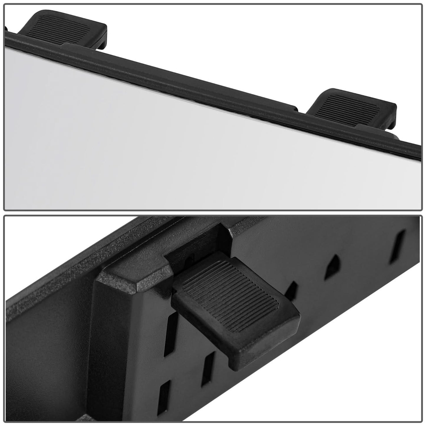 Universal Convex Wide Angle Rear View Mirror 11x3 Black