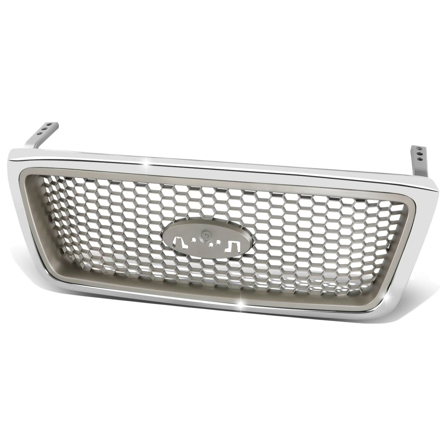 2004-2008 Ford F150 Lariat Style Front Grille Silver Chrome