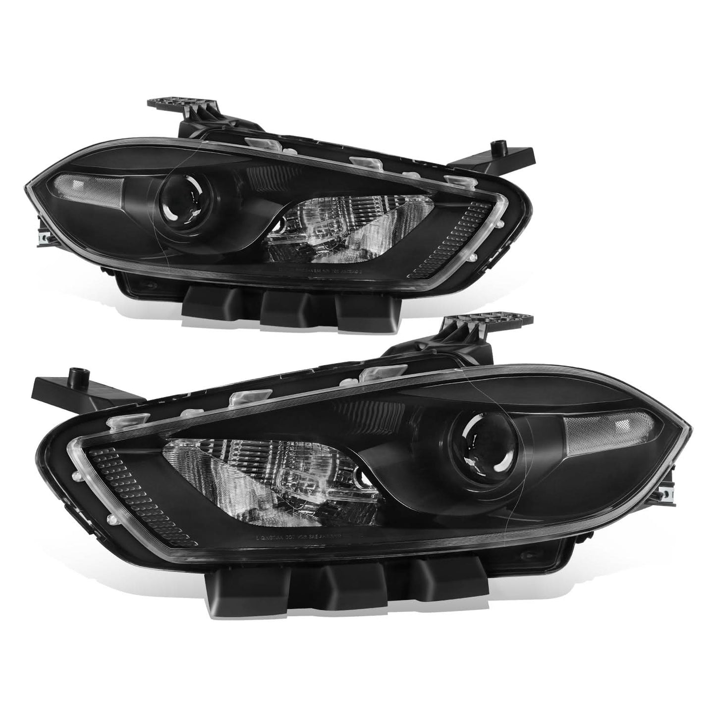 2013-2016 Dodge Dart OE Style Headlights - Black Housing Clear Reflector