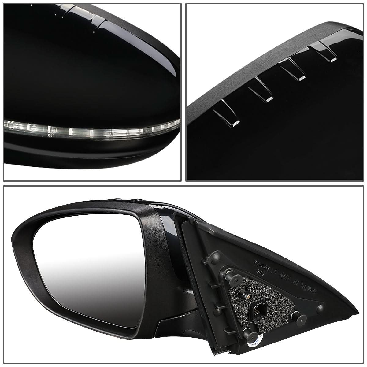 2011-2013 Kia Optima OEM Powered Side Mirror - Textured Black Left