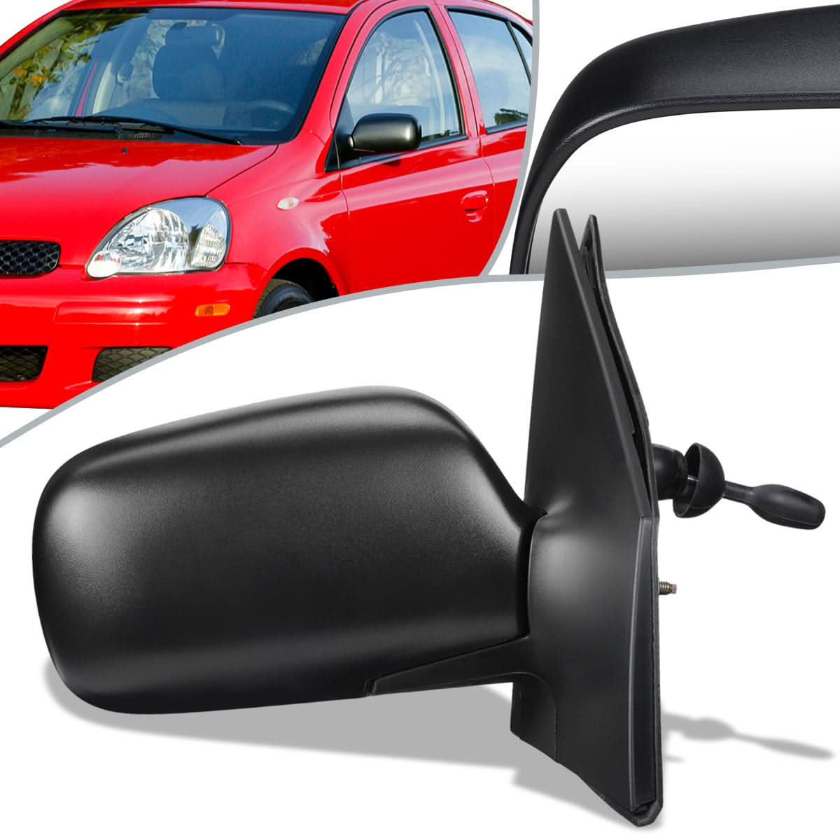 2000-2002 Toyota Echo Manual Side Mirror Right Black Textured