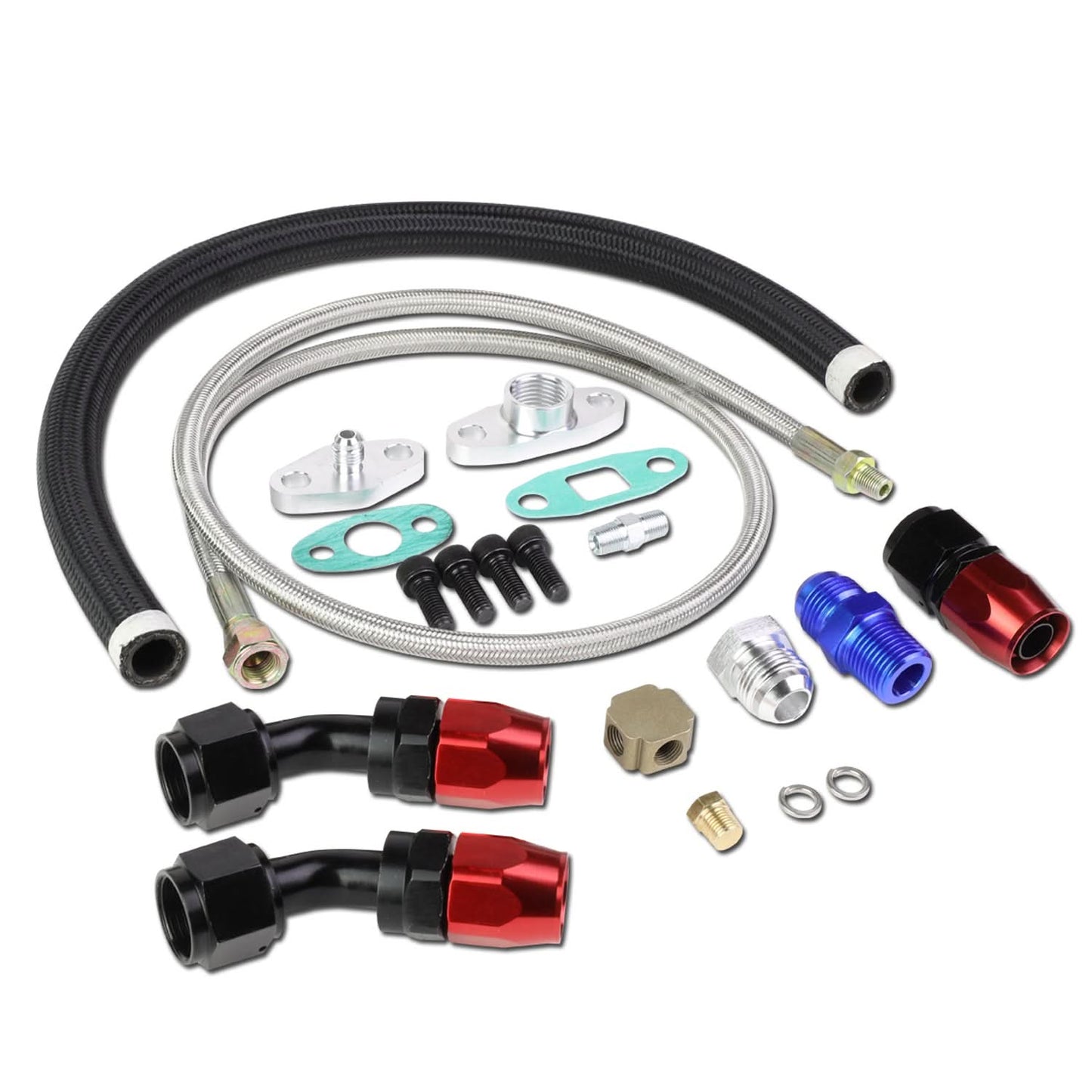 Universal Oil Feed Lines Kit - 40" Stainless Steel w/ 10AN Return