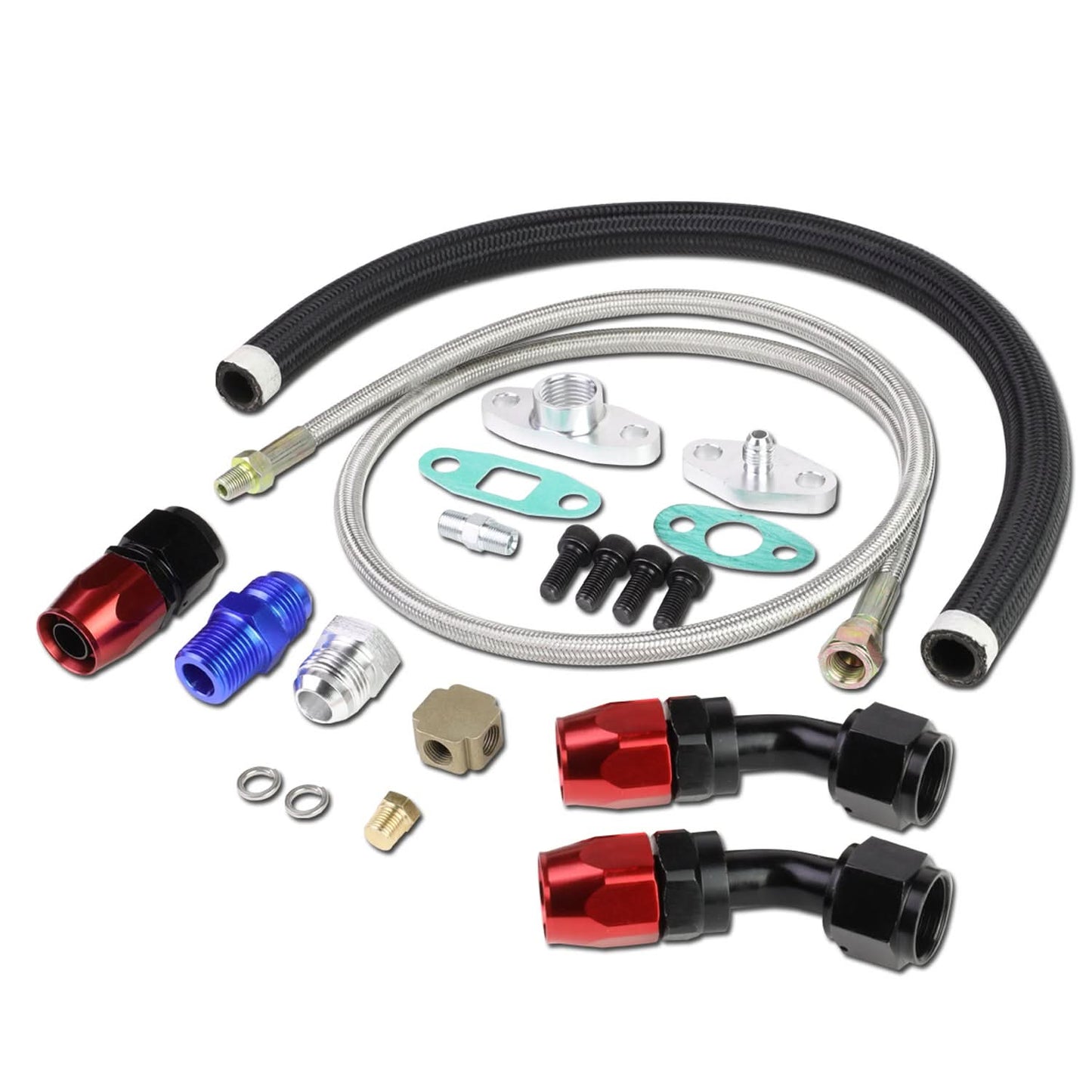 Universal Oil Feed Lines Kit - 40" Stainless Steel w/ 10AN Return