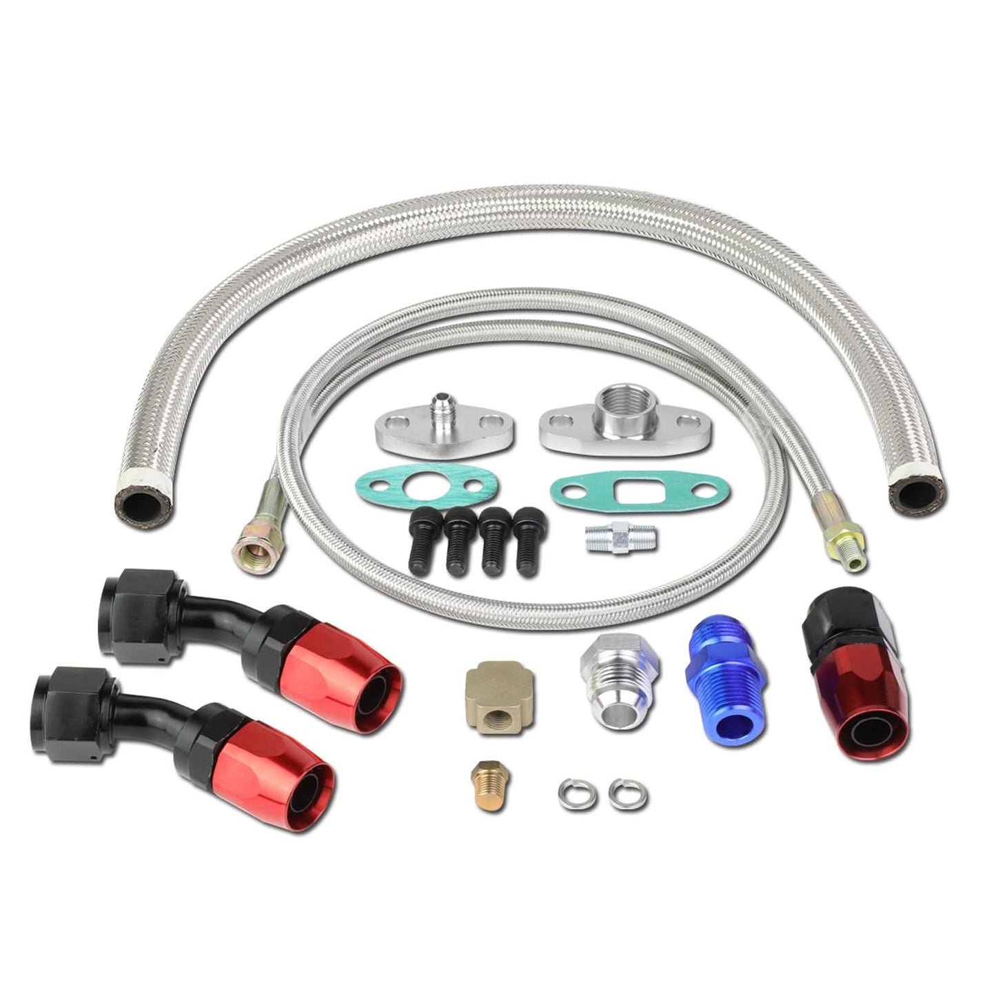 Oil Feed Lines Kit Stainless Steel 40" with 10AN Return Drain Line