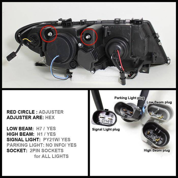 Spyder BMW E46 3-Series 02-05 4DR Projector Headlights 1PC LED Halo Blk PRO-YD-BMWE4602-4D-AM-BK 5042415
