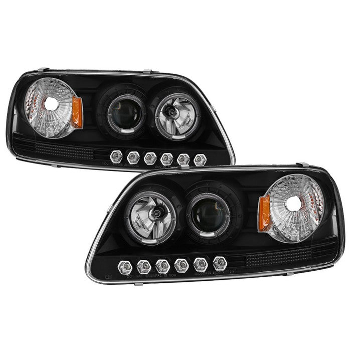 Spyder Ford F150 97-03 Projector - LED Halo Amber Reflctr LED Blk PRO-YD-FF15097-1P-AM-BK 5010261