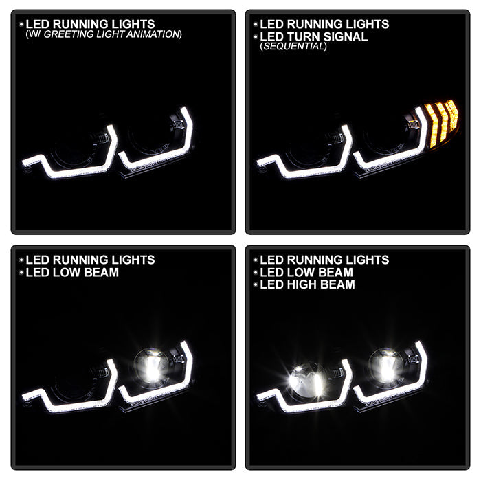 SPYDER Honda Civic 16-20 LED Model High-Power LED Module Headlights - Black (PRO-YD-HC16LEDAP-SEQGR-BK) 5088932