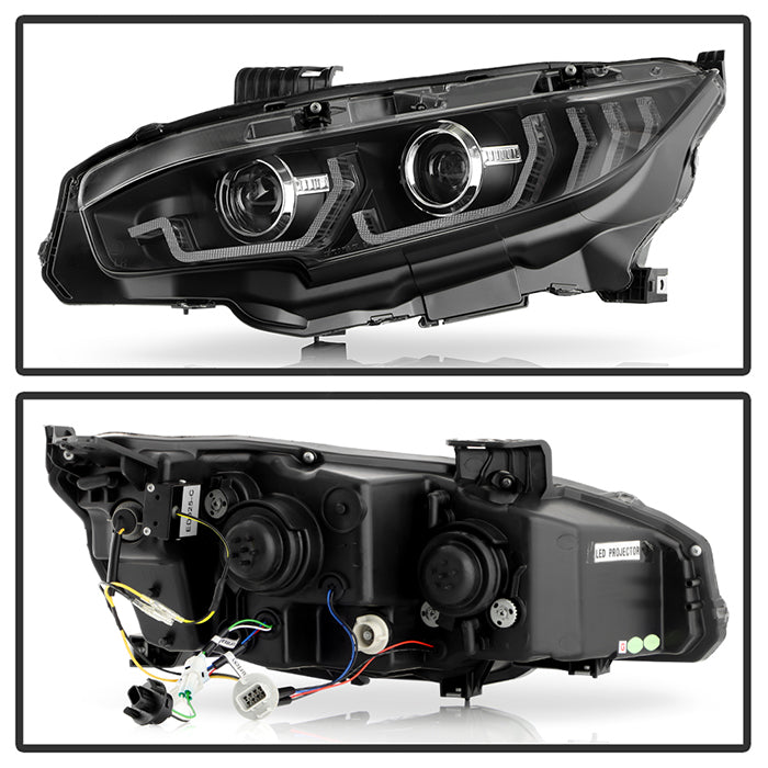 SPYDER Honda Civic 16-20 LED Model High-Power LED Module Headlights - Black (PRO-YD-HC16LEDAP-SEQGR-BK) 5088932