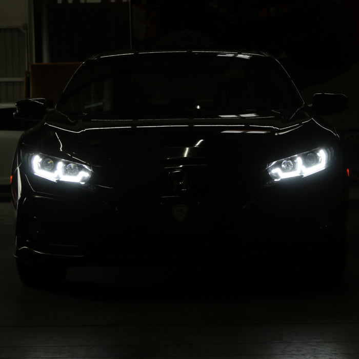 SPYDER Honda Civic 16-20 LED Model High-Power LED Module Headlights - Black (PRO-YD-HC16LEDAP-SEQGR-BK) 5088932