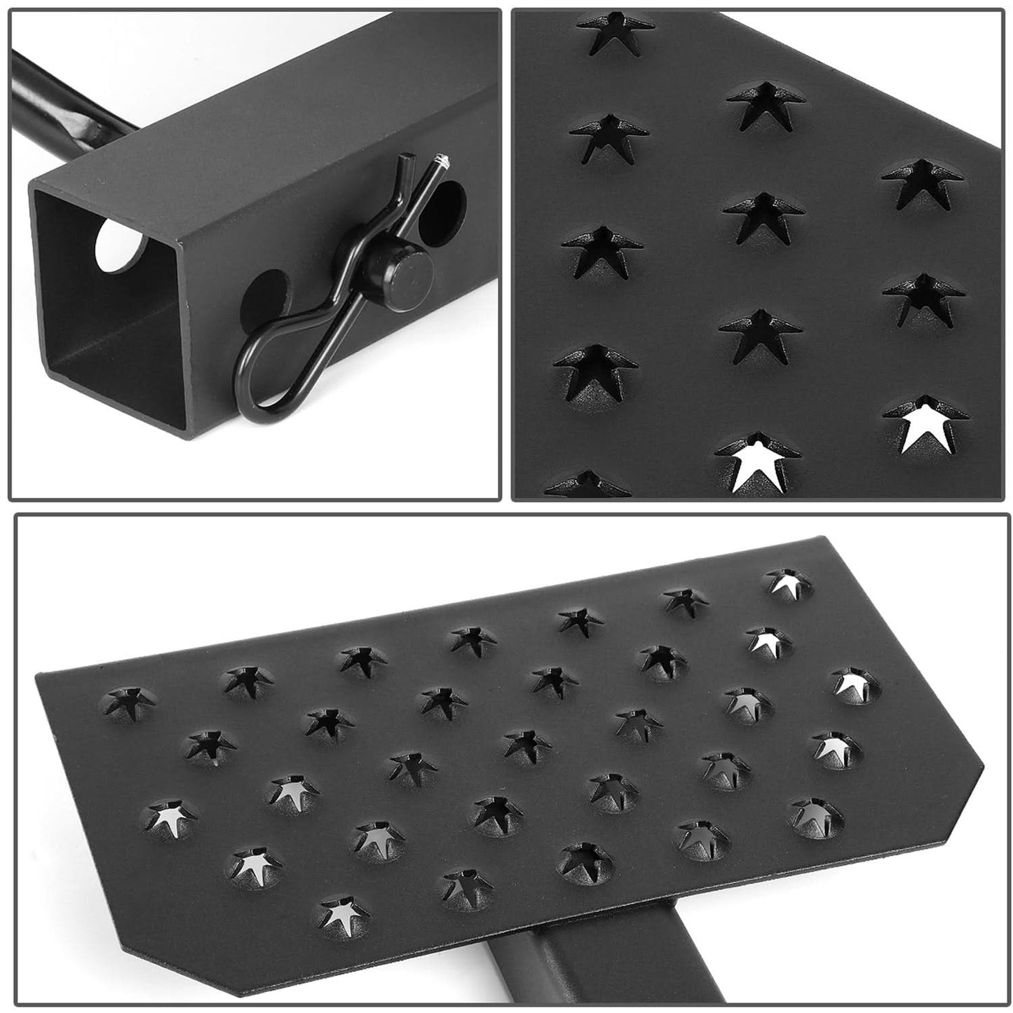Trailer Tow Hitch Step Bar - 12" W x 6.5" L - Fits 2" Hitch - Black