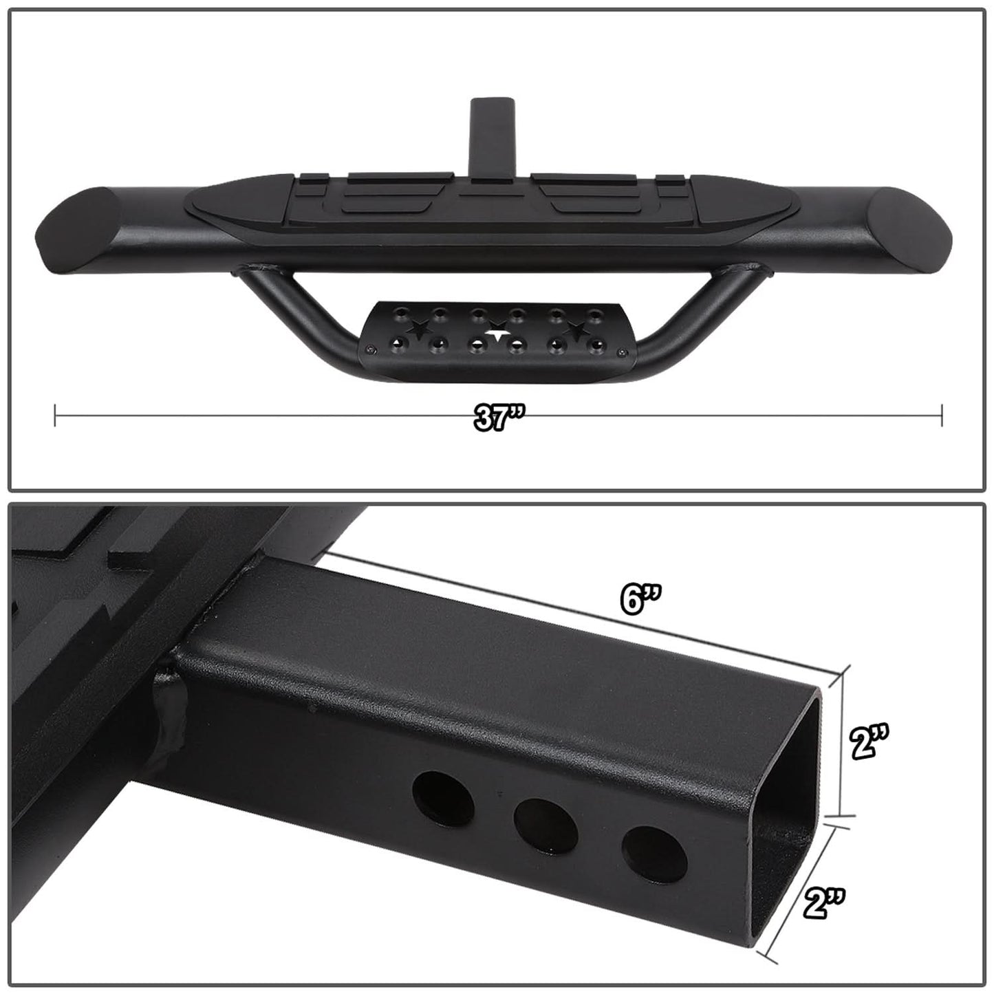 Universal Trailer Hitch Step Bar 36.5" Black 2" Receiver Mount