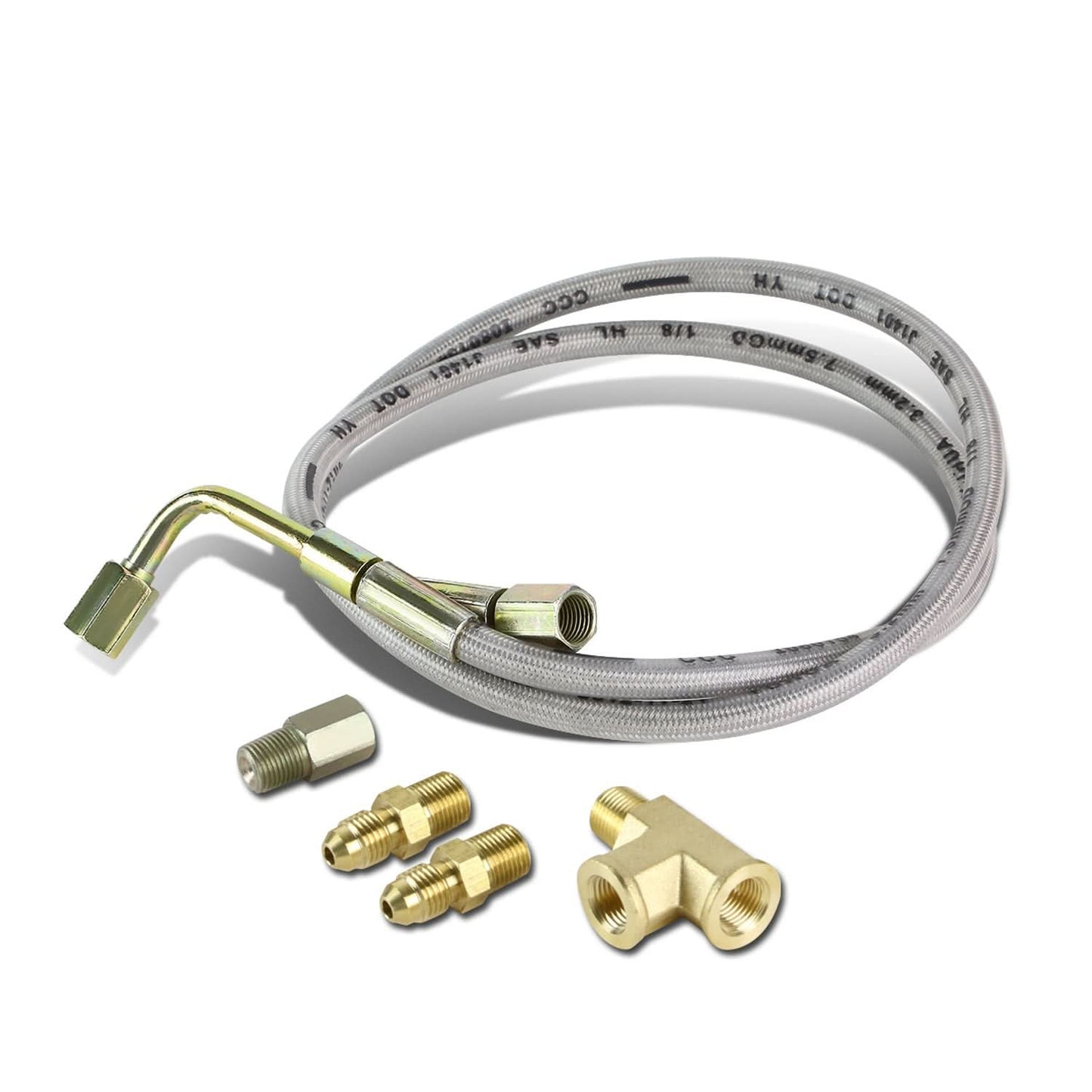 Type 1 Style Oil Feed Line Kit - 90 Degree Hose - 4AN