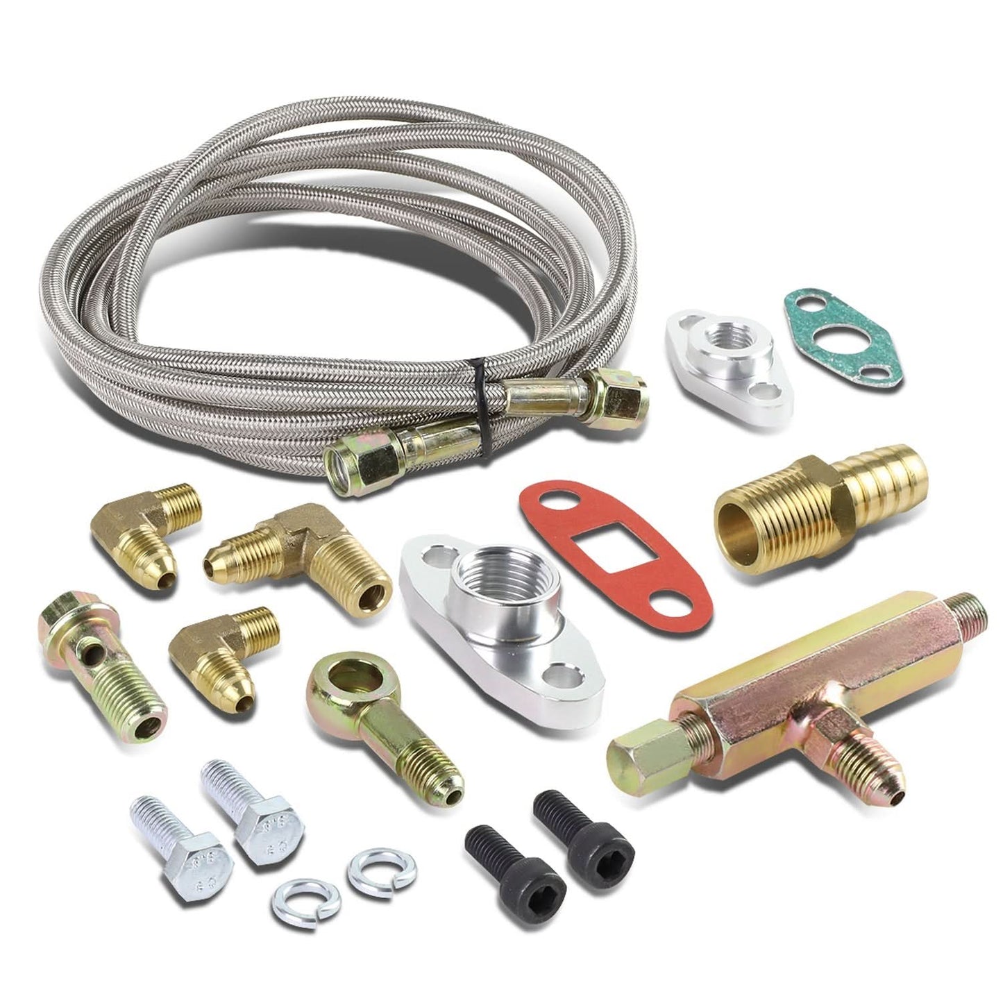 Type 12 Style Oil Feed and Drain Line Kit with Banjo Bolt