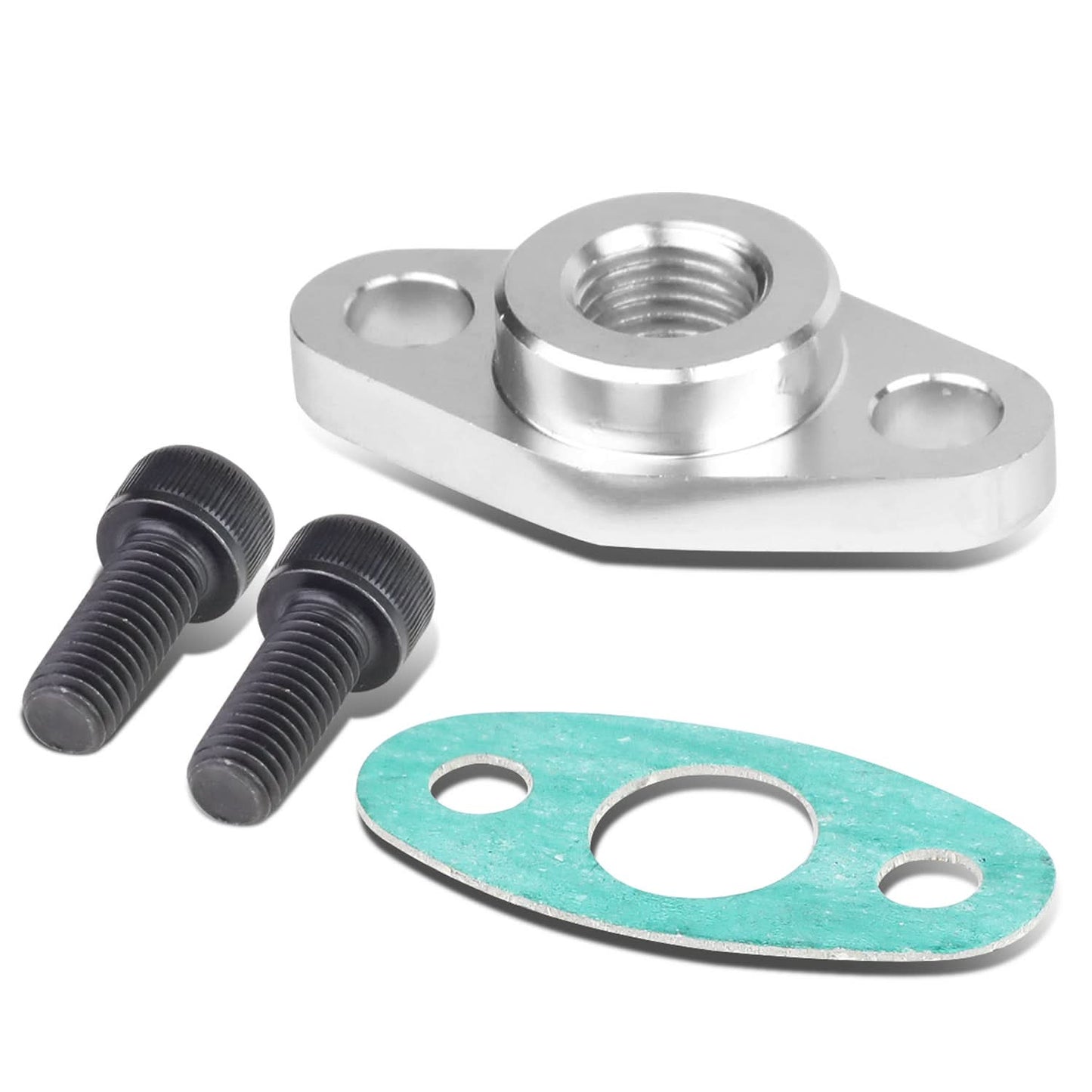 Oil Feed Line Flange with Gasket and Bolts - 4AN