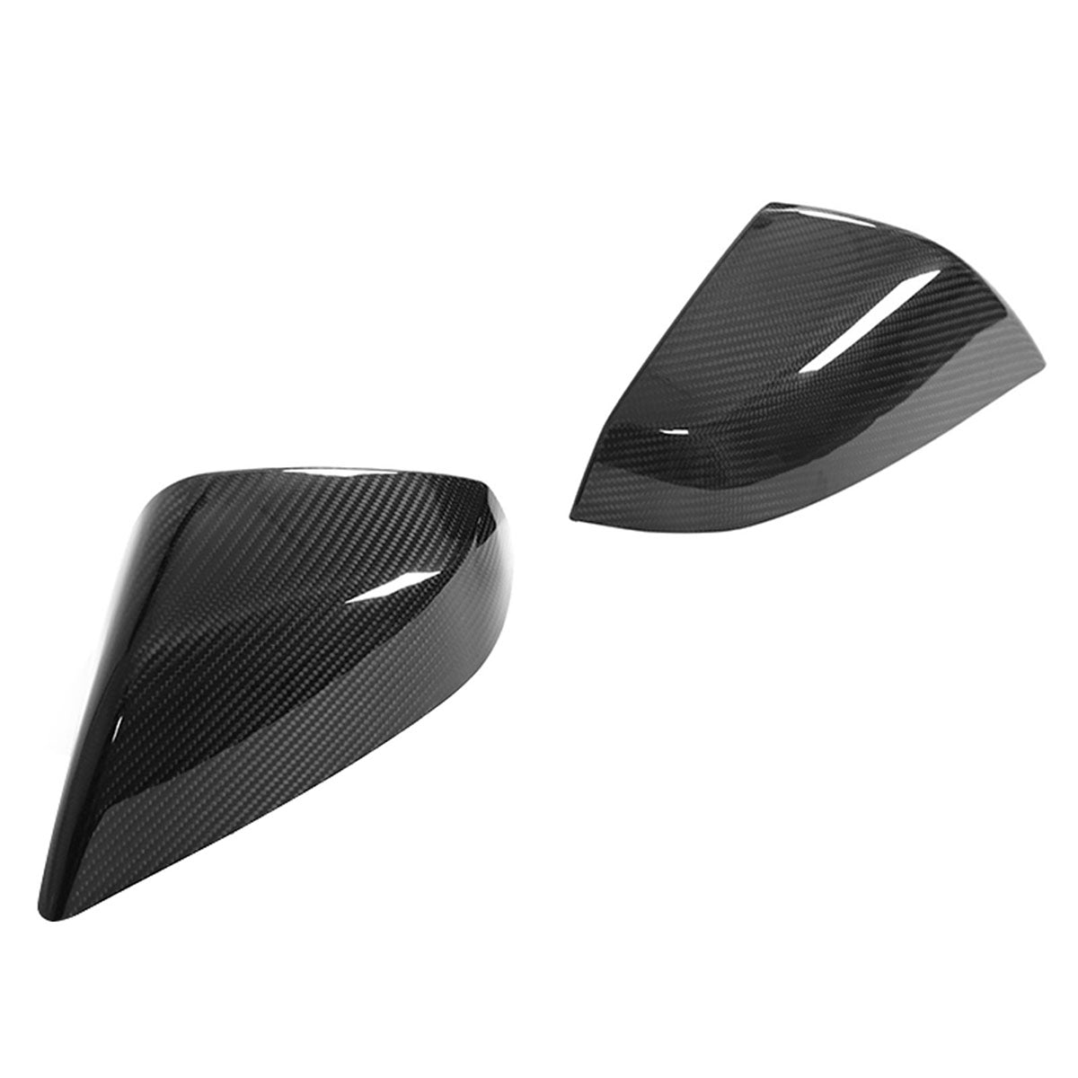 2021-2025 Tesla Model S OE Gloss Black Mirror Covers Dry Carbon Fiber