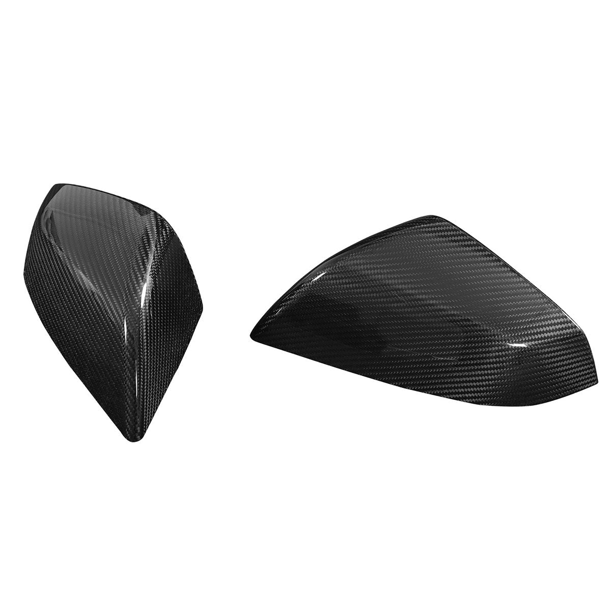 2021-2025 Tesla Model S OE Gloss Black Mirror Covers Dry Carbon Fiber