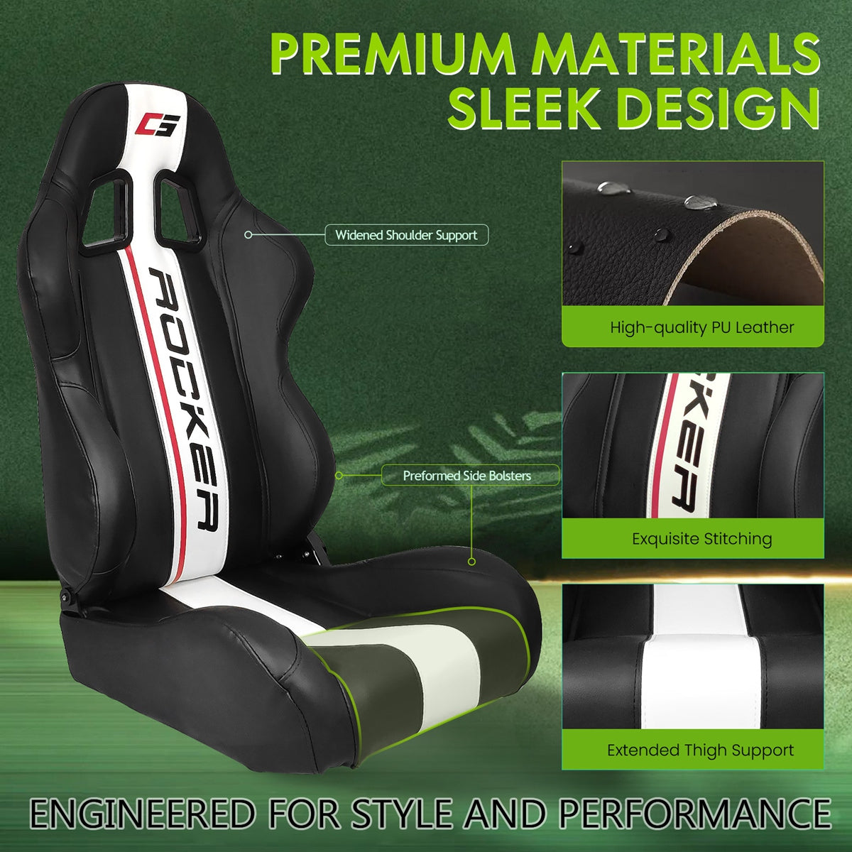 Universal Reclinable Left Driver Side Racing Seat Dual Slider