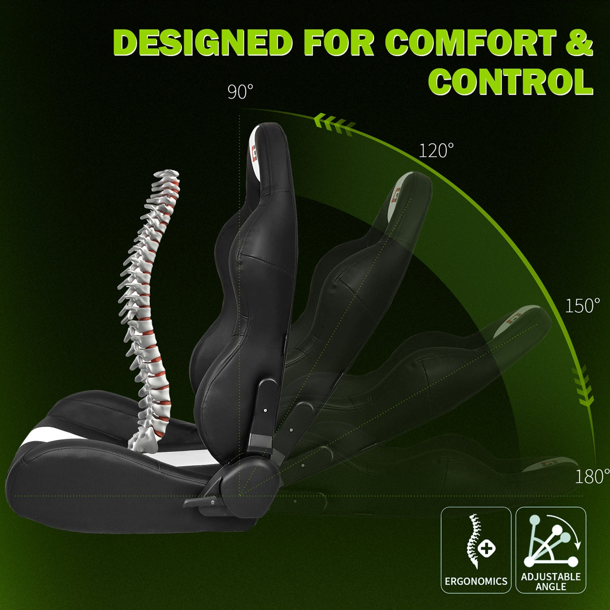 Universal Reclinable Left Driver Side Racing Seat Dual Slider
