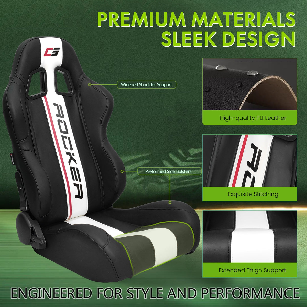 Universal Reclinable Right Passenger Side Racing Seat Dual Slider