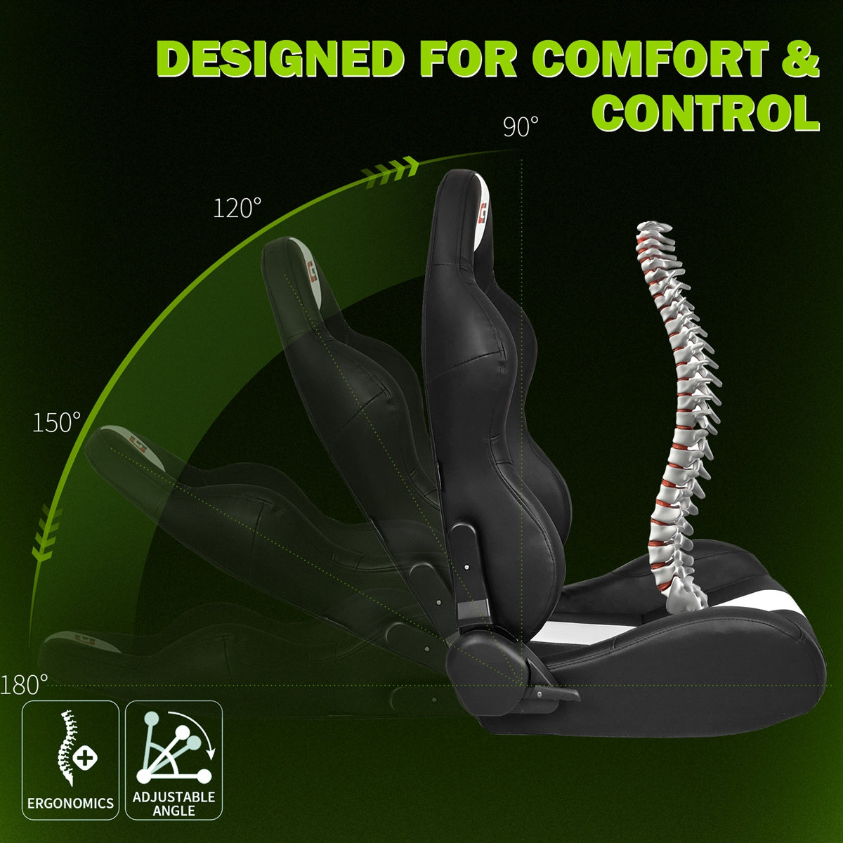 Universal Reclinable Right Passenger Side Racing Seat Dual Slider